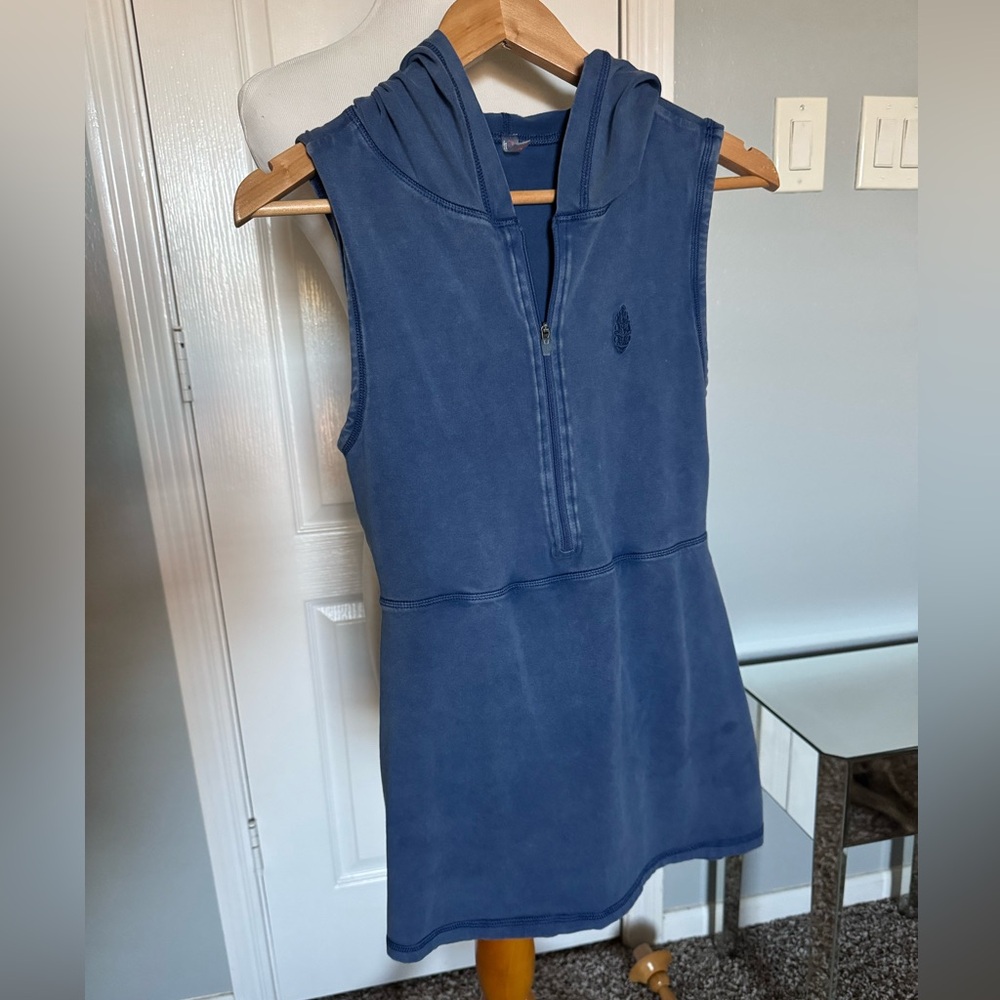 Free People Blue Sleeveless Hoodie Dress/Skort in size Small Skortskie